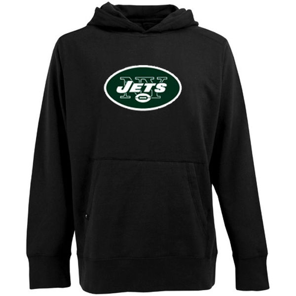 Men Antigua New York Jets Signature Pullover Hoodie Black->new york jets->NFL Jersey